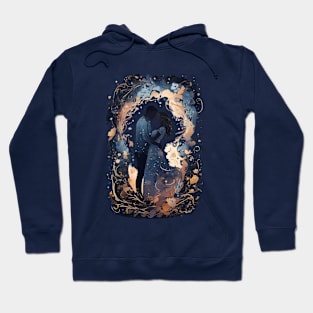 Vintage-Inspired Silhouette of a Couple in an Embrace - Valentine's Day Hoodie